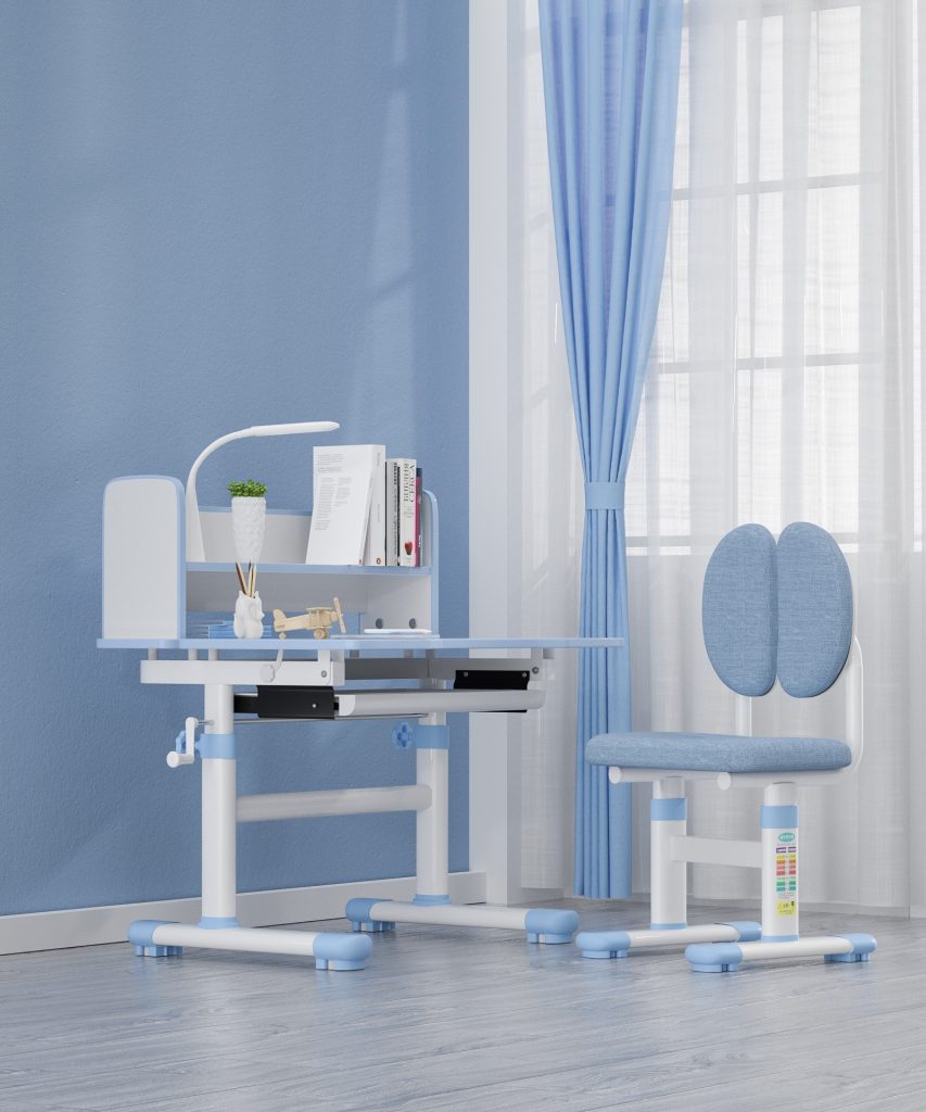 bộ bàn học Richan 80cm màu xanh cho bé trai